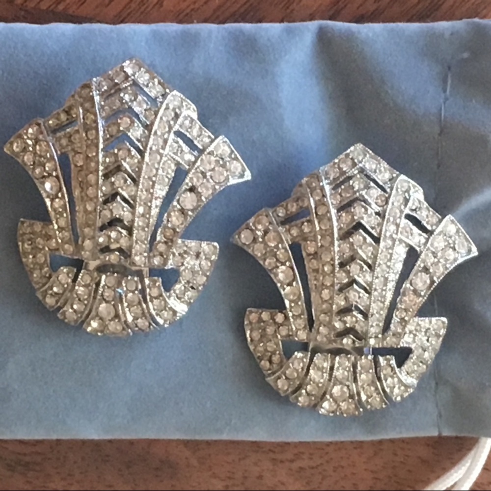 Vintage Les Bernard clip on Art Deco earrings